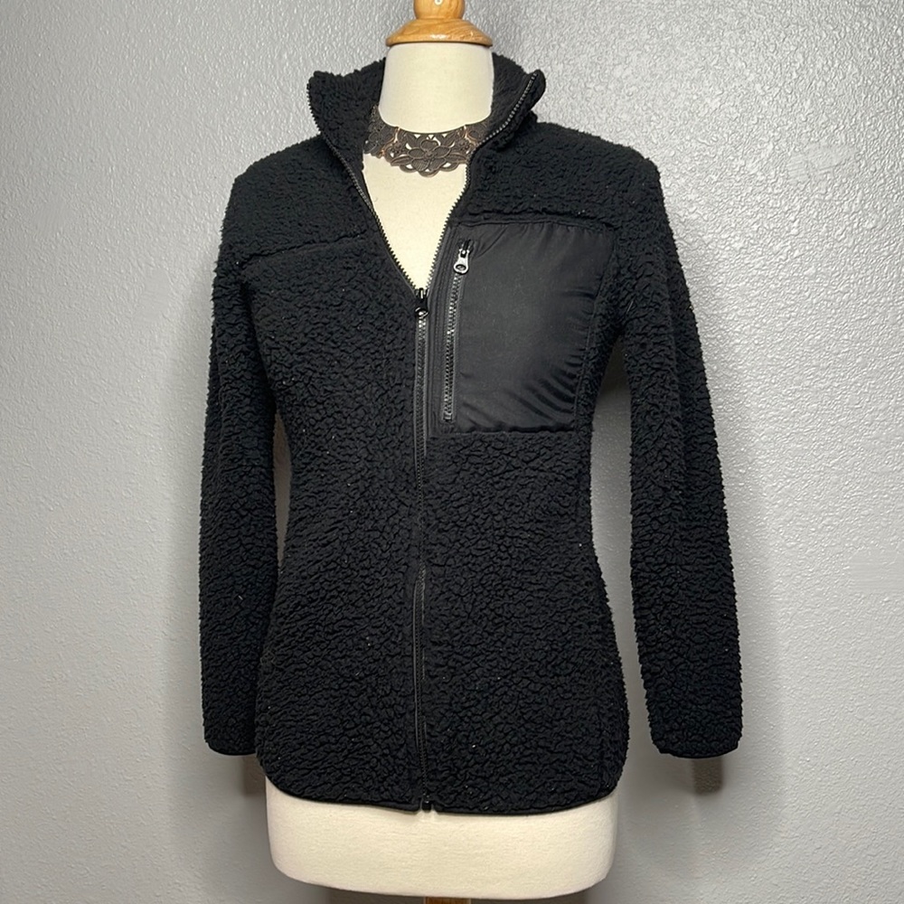 XS Dip black sherpa zip up fleece jacket